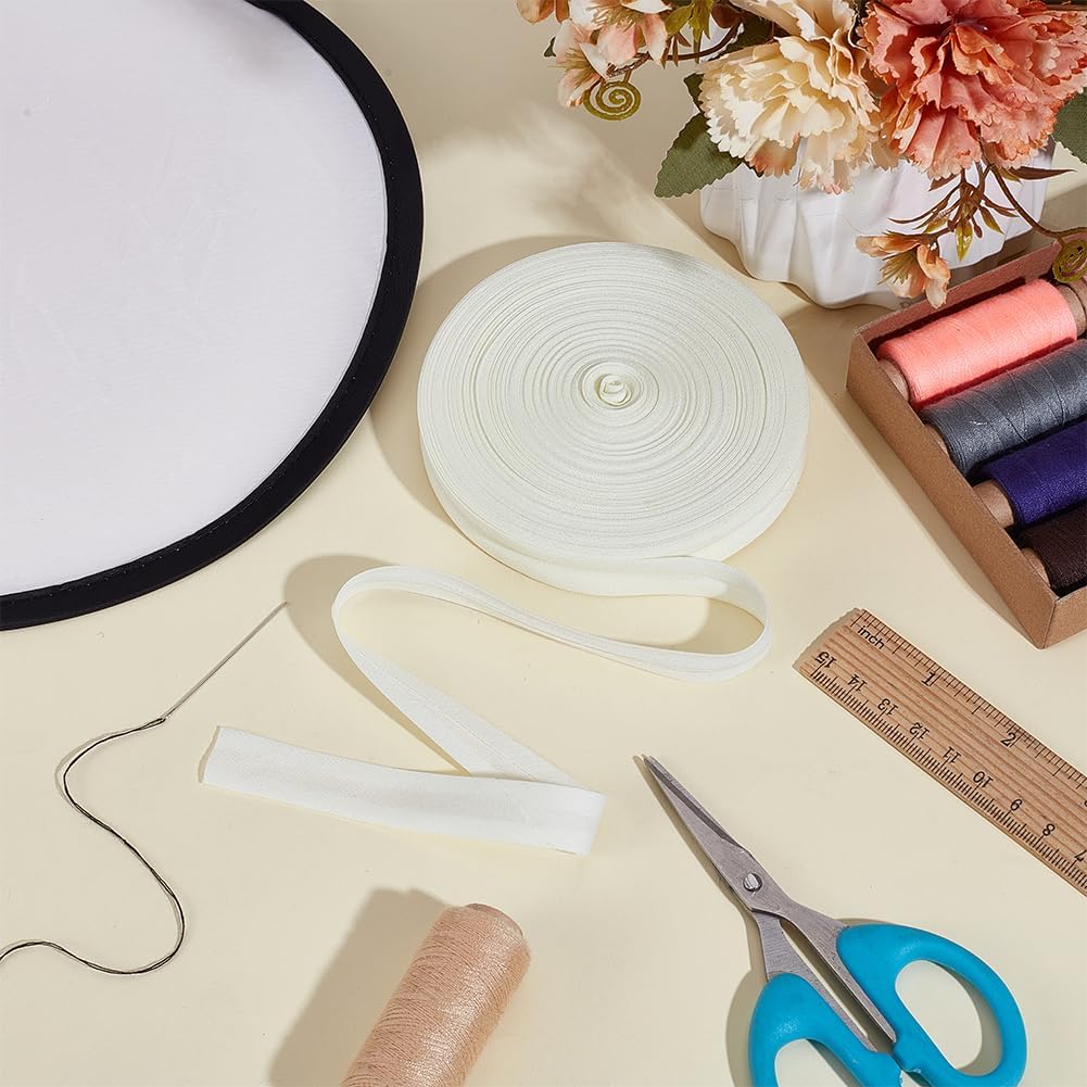 BENECREAT Single Fold Bias Binding Tape, White, 5/8 Inch Wide