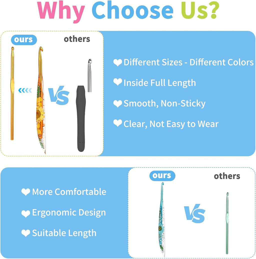 Coopay Crochet Hooks, 3mm Ergonomic Crochet Hook with Floral Plastic