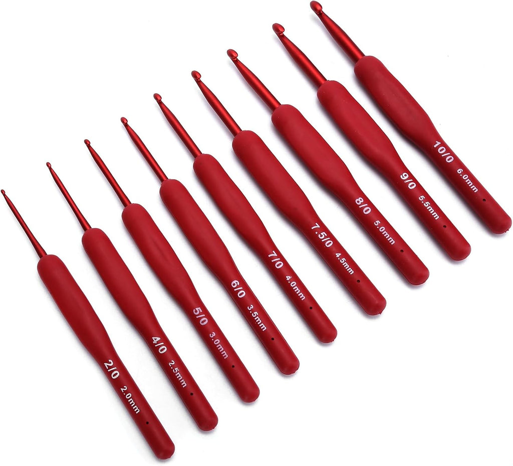 Rengue Ergonomic Crochet Hook Set, 9 Pcs 2-6mm Knitting Needles with