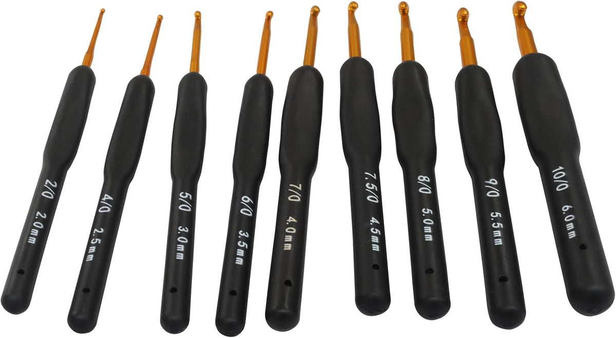 Verkelly 9 Pcs Ergonomic Crochet Hook Set, Black
