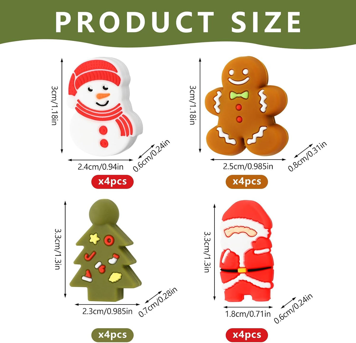16 Pcs Christmas Knitting Needle Stoppers Point Protectors, Silicone