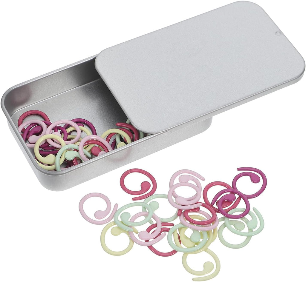 Metal Spiral Stitch Markers with Storage Box 50Pcs for Knitting
