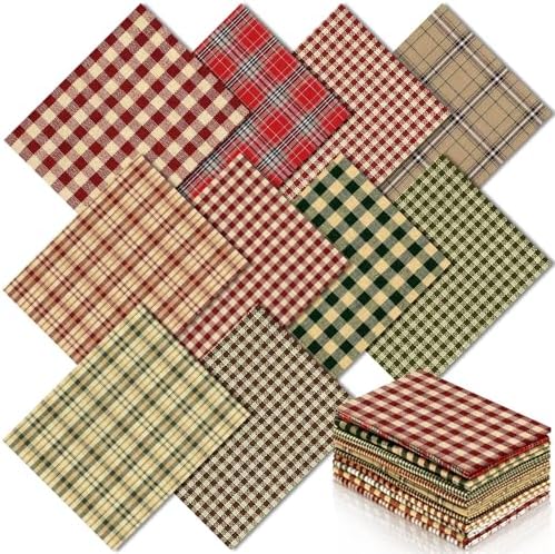 Hahafelt 10 Pcs 18" x 22" Christmas Plaid Fabric