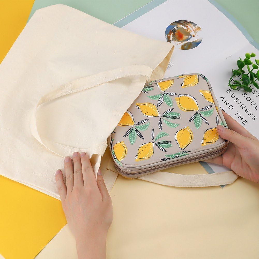 Yellow Lemon Empty Crochet Hook Case, Double Zipper Crochet Storage