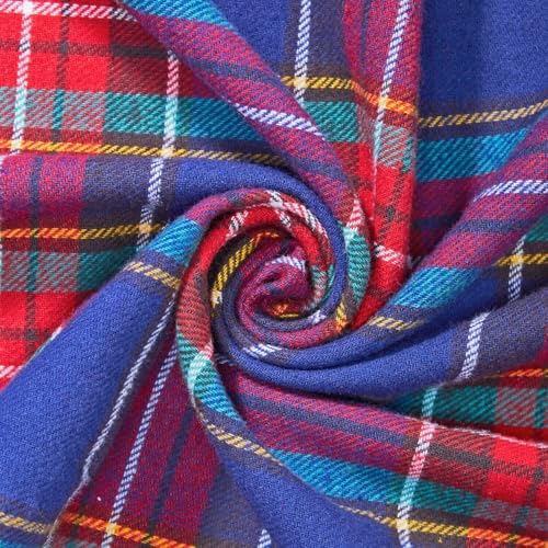Flannel Brushed Tartan Plaid Fabric Geometric Hypoallergenic Cotton