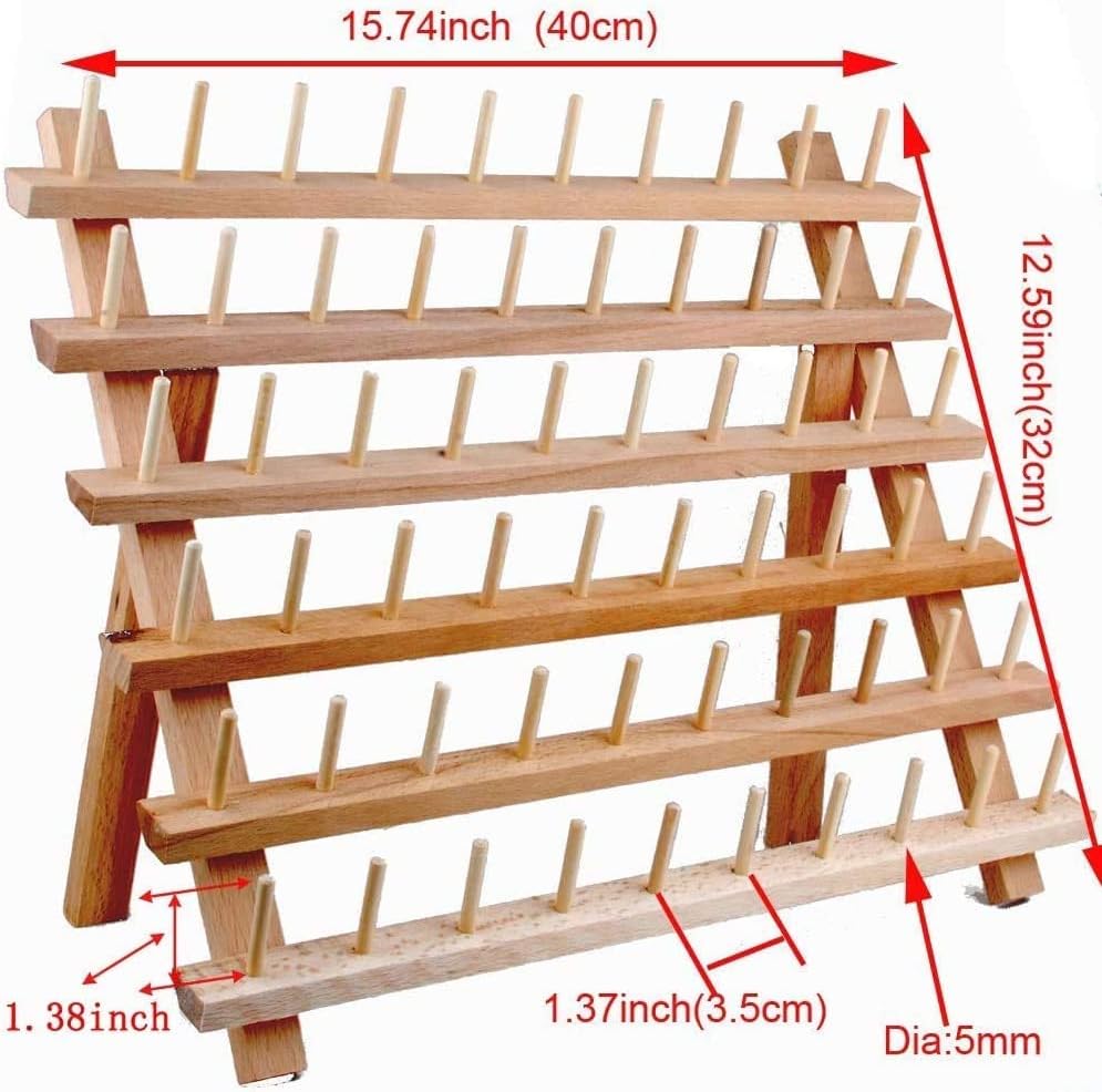 NW 60-Spools Wooden Thread Holder Sewing and Embroidery Thread