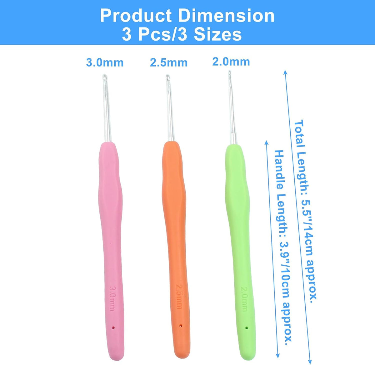 suiwotin 2mm/2.5mm/3mm Crochet Hook, Aluminum Crochet Hook Set