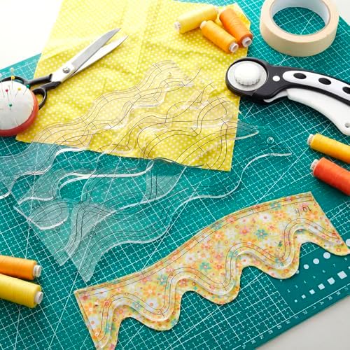 Kigley 6 Pcs Free Motion Quilting Templates Waves Acrylic Quilting