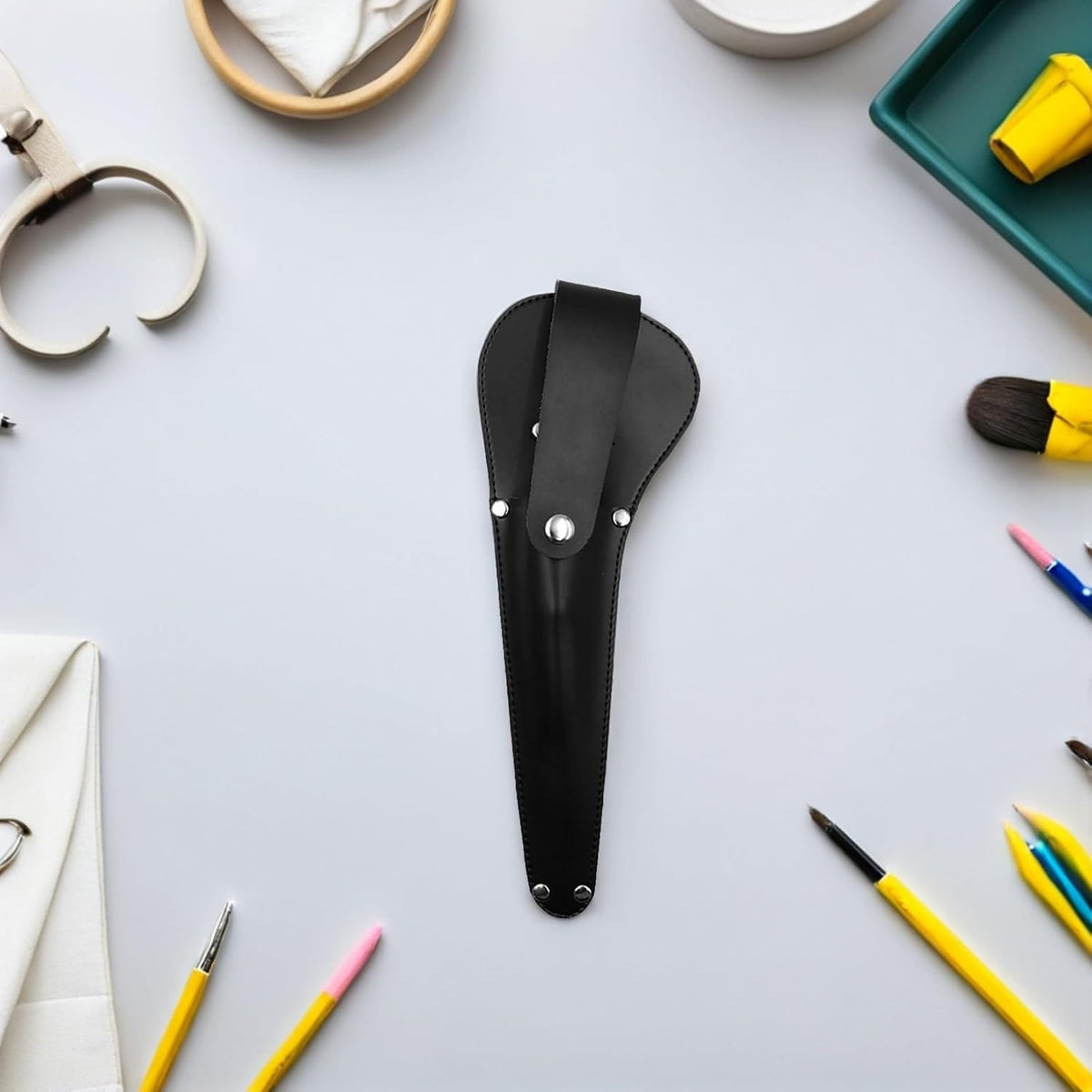 KALLORY PU Leather Scissor Sheath, 10.82 Inch Sewing Scissor Case