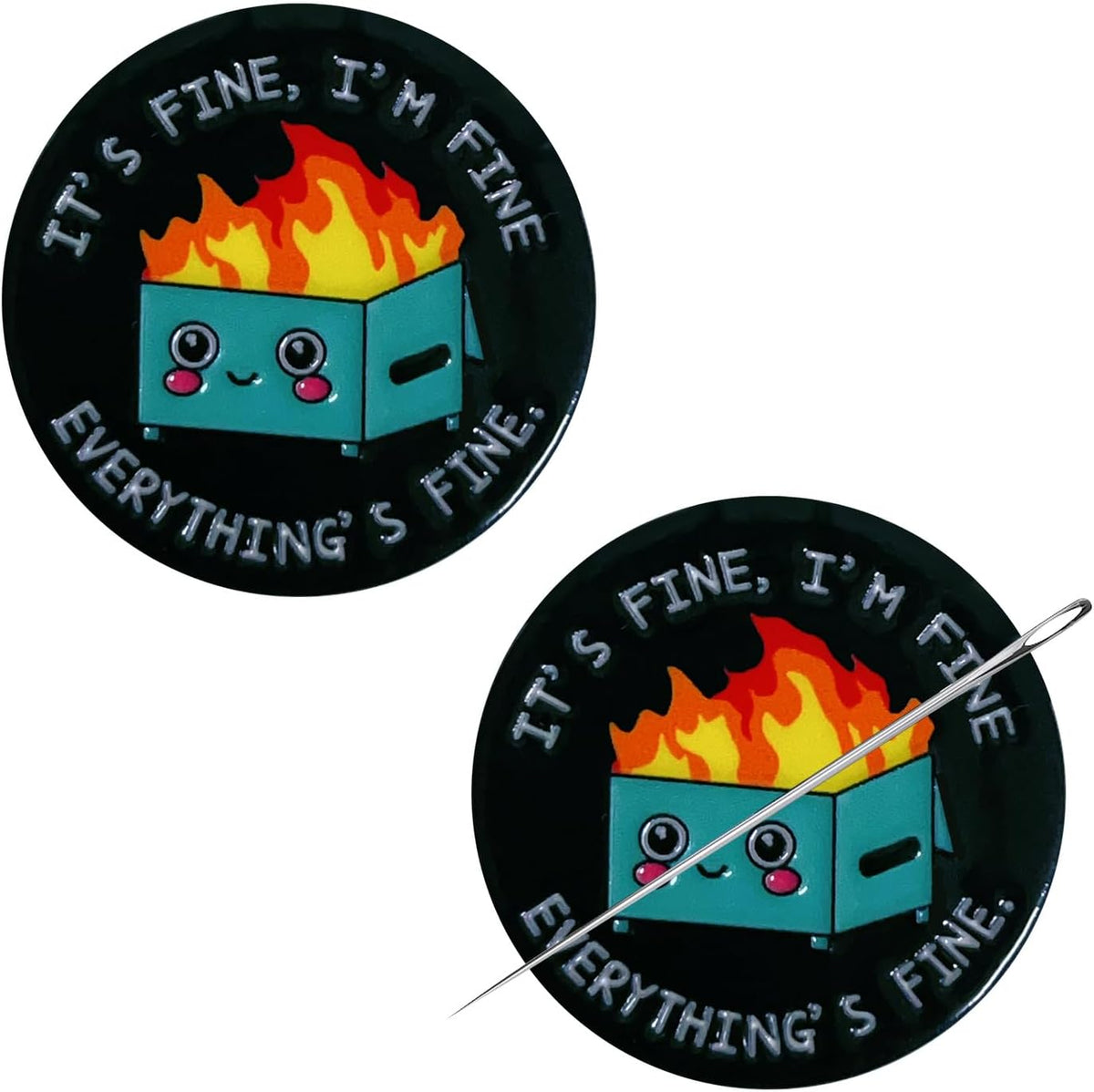 2pcs Funny Dumpster Fire Needle Minder, Magnetic Needle Nanny