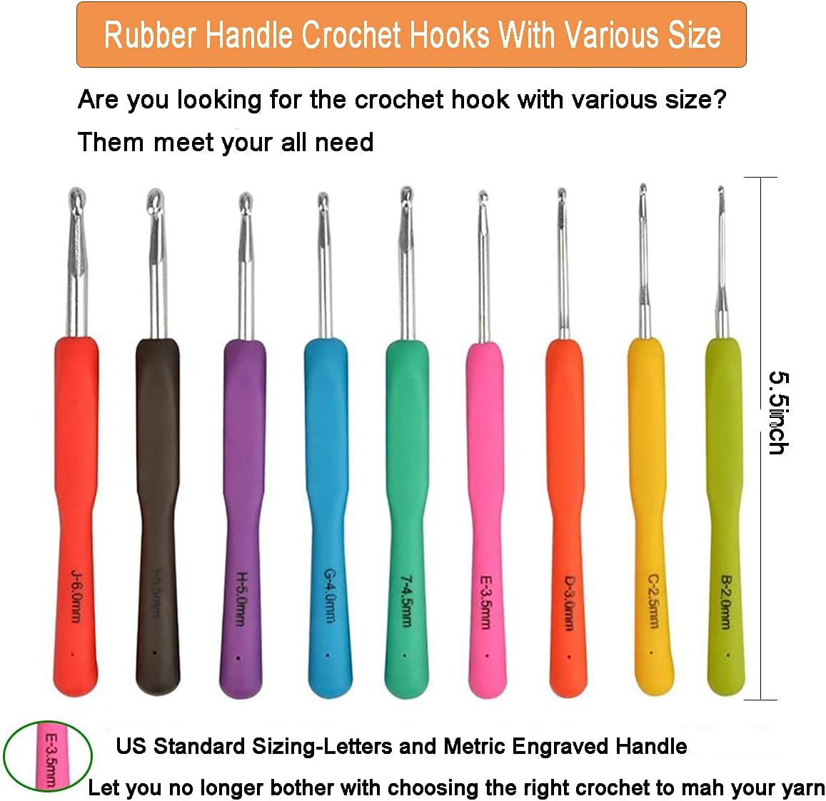 KOKNIT Crochet Hooks Set with Storage Case - 9 Soft Grip Ergonomic