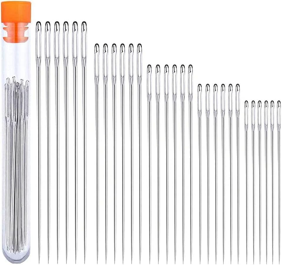 30 Pcs Stainless Steel Large Eye Sewing Needles, Sewing Sharp Needles