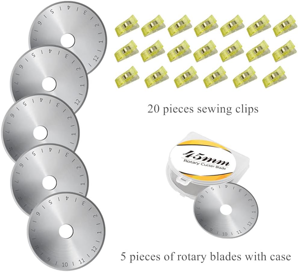 Headley Tools Rotary Cutter Set - 45mm Fabric Cutter, 5 Extra Rotary