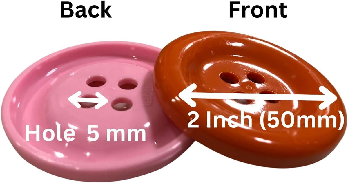 2 inch (50 mm) Large Button Pastel Color Craft Flatback Button 4 Holes