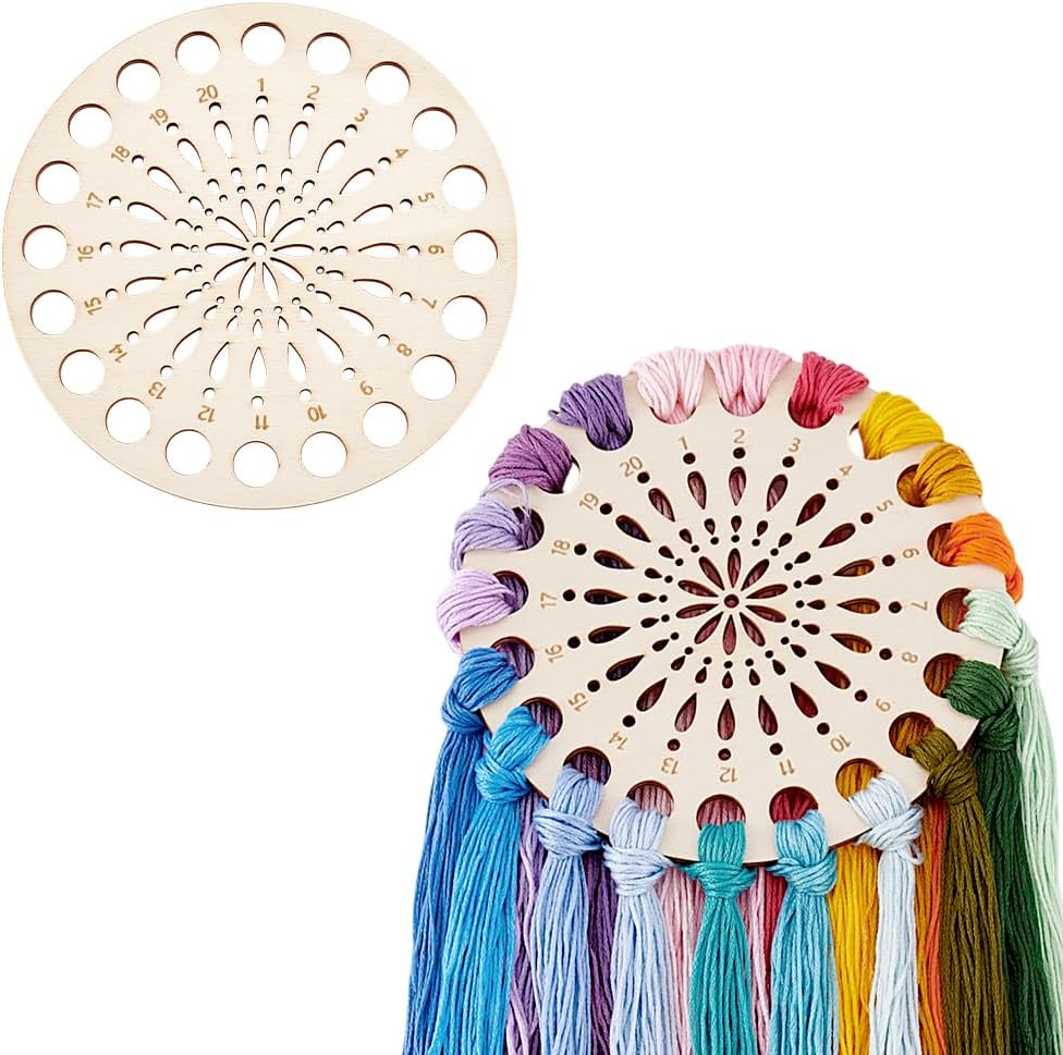 PH PandaHall 2pcs Wooden Embroidery Floss Organizer Cross Stitch