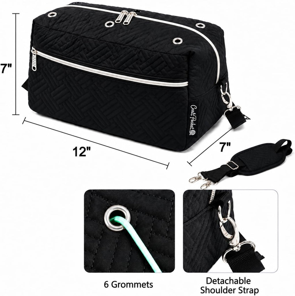 Crochet Bag Organizer with Compartments for Yarn and Knitting Projects