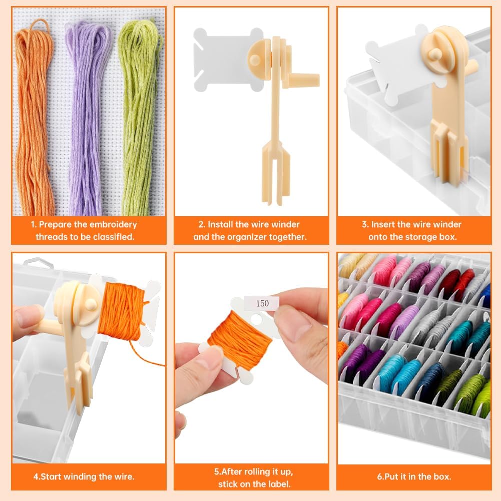 Embroidery Floss Organizer Box, Cross Stitch Thread Storage Case