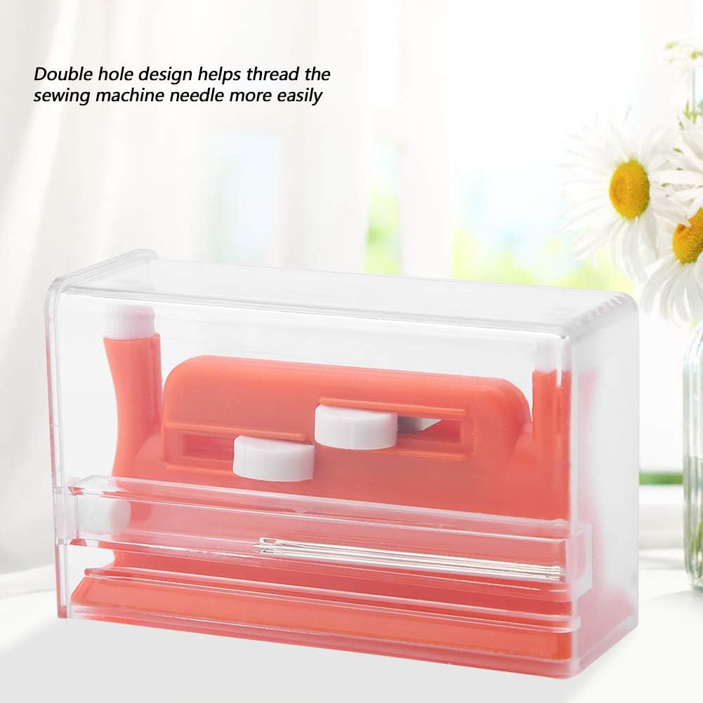 Desk Needle Threader, Hand Threader Red Double Hole Needle Threader
