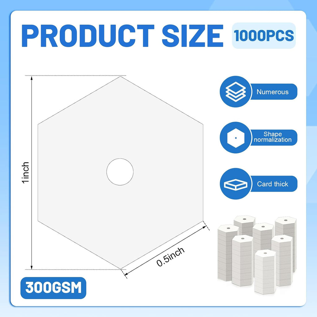 1000 PCS 0.5 Inch Hexagon Paper Piecing Templates for Quilting
