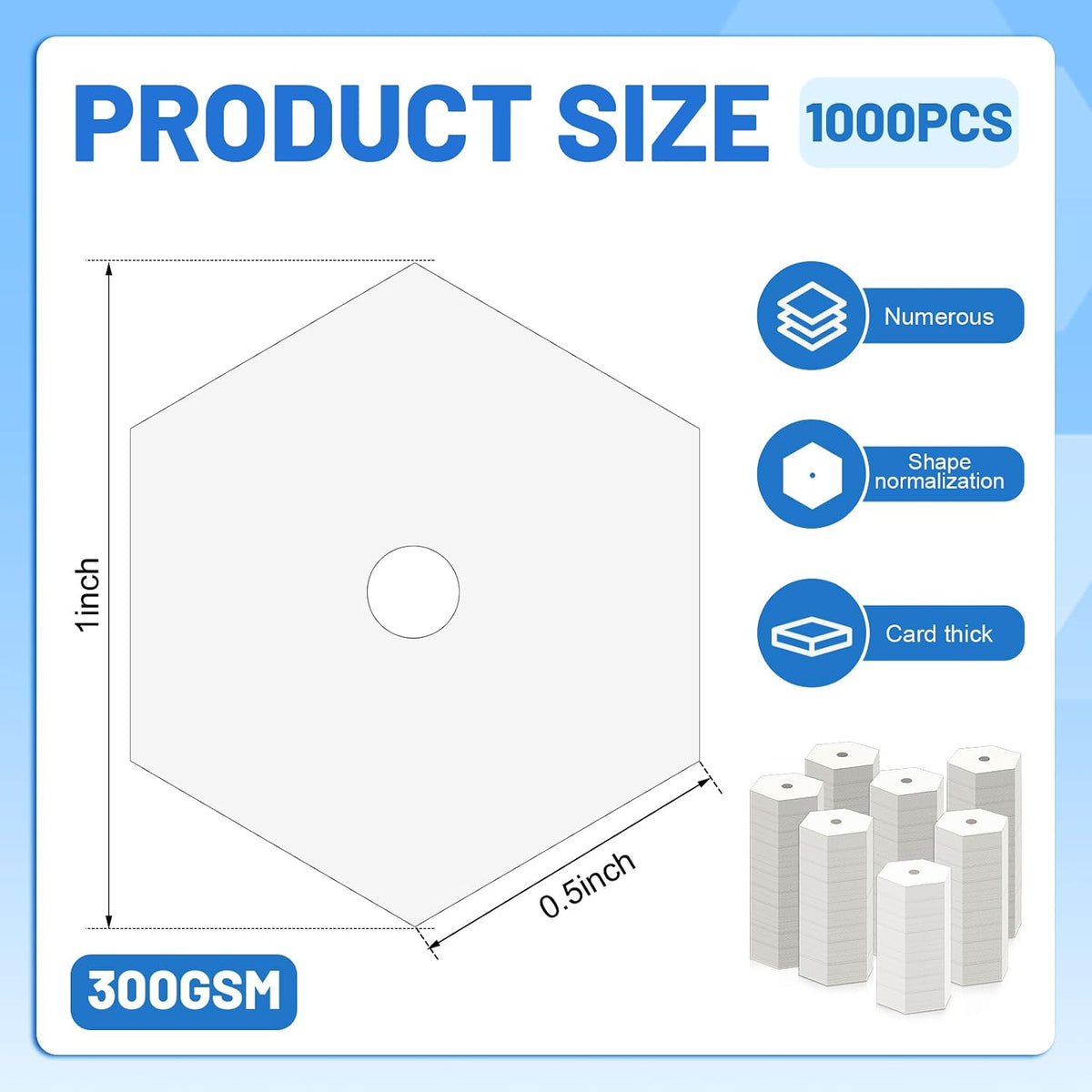 1000 PCS 0.5 Inch Hexagon Paper Piecing Templates for Quilting