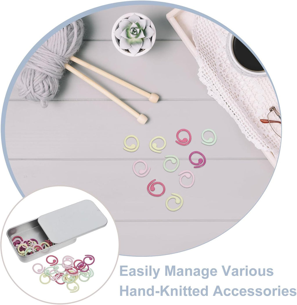 Metal Spiral Stitch Markers with Storage Box 50Pcs for Knitting