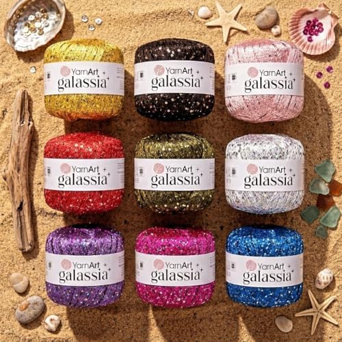 YarnArt Galassia Glitter Yarn – Fine Sparkly Polyester Thread for