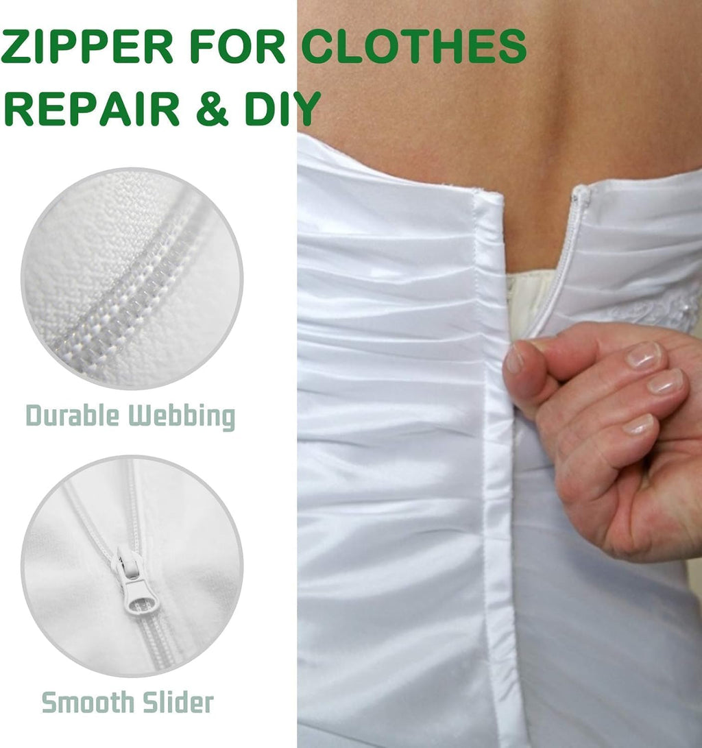 Separating Zippers for Sewing, DOITEM 60cm / 24 Inch White Zipper