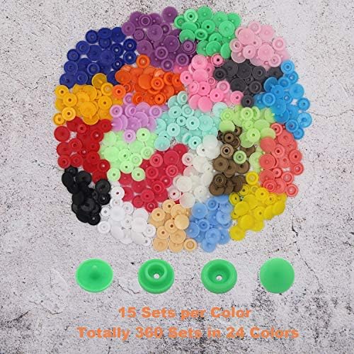 EuTengHao 1440Pcs Plastic Snap Buttons No-Sew Snap Fasteners T5 Snaps