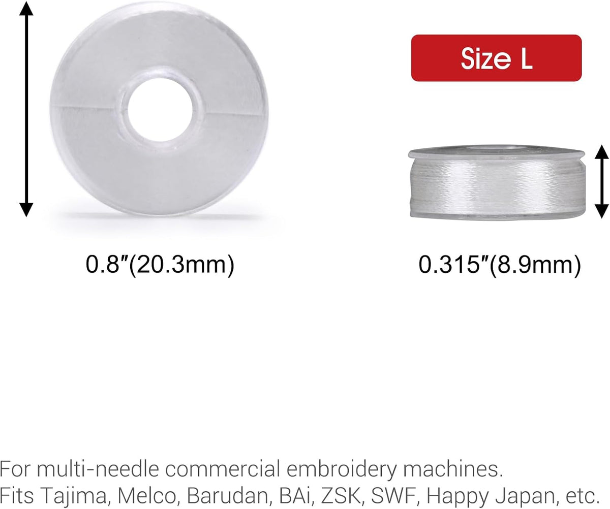 BAI Prewound Embroidery Bobbins Style L SA155 144pcs White Sideless