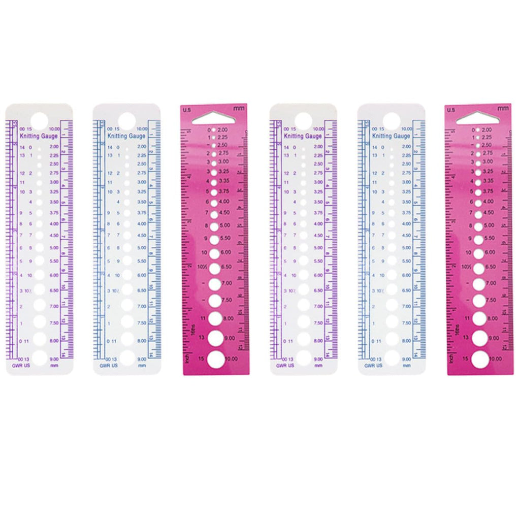 6pcs Knitting Needle Gauge Tool Plastic Sizing Ruler Set, 16cm