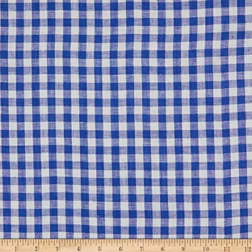 Kaufman Limerick Linen Yarn Dyed Large Checks Royal, Fabric by the