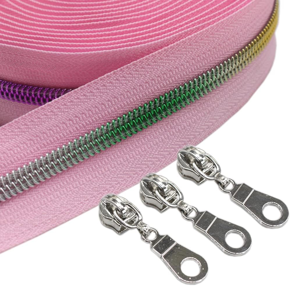 YaHoGa #5 Colorful Metallic Nylon Coil Zippers by The Yard 10 Yards