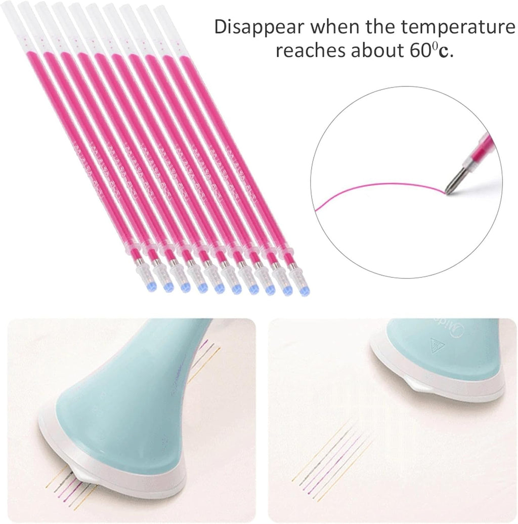 Haosie 100PCS Heat Erasable Fabric Refills, Disappearing Ink Pen for