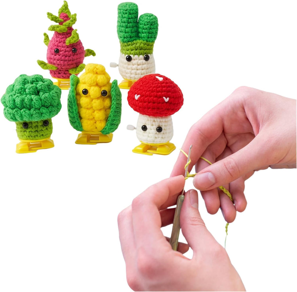 5Pcs Vegetable DIY Crochet Kit for Beginners Adults Birthday Gifts