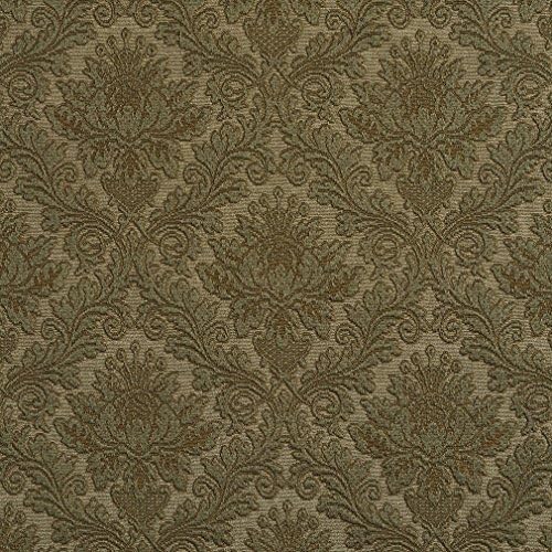 Green Floral Jacquard Woven Upholstery Grade Fabric by The Yard - SKU