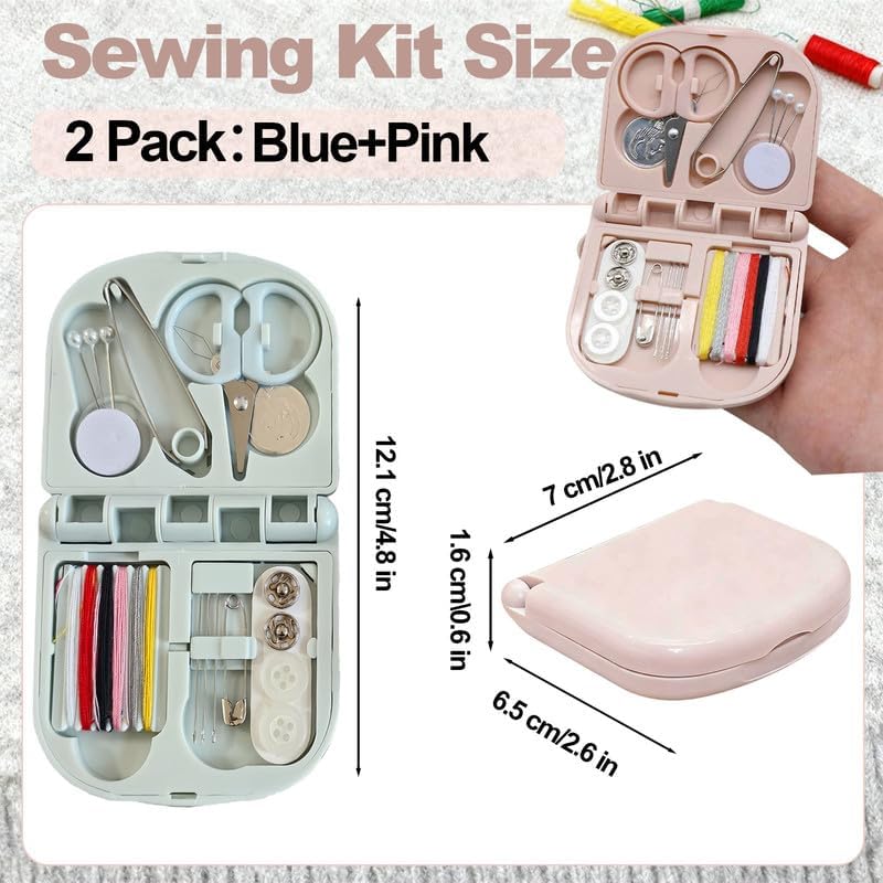 Reroon 2 Pack Mini Travel Sewing Kit for Adult & Kid | Portable Sewing