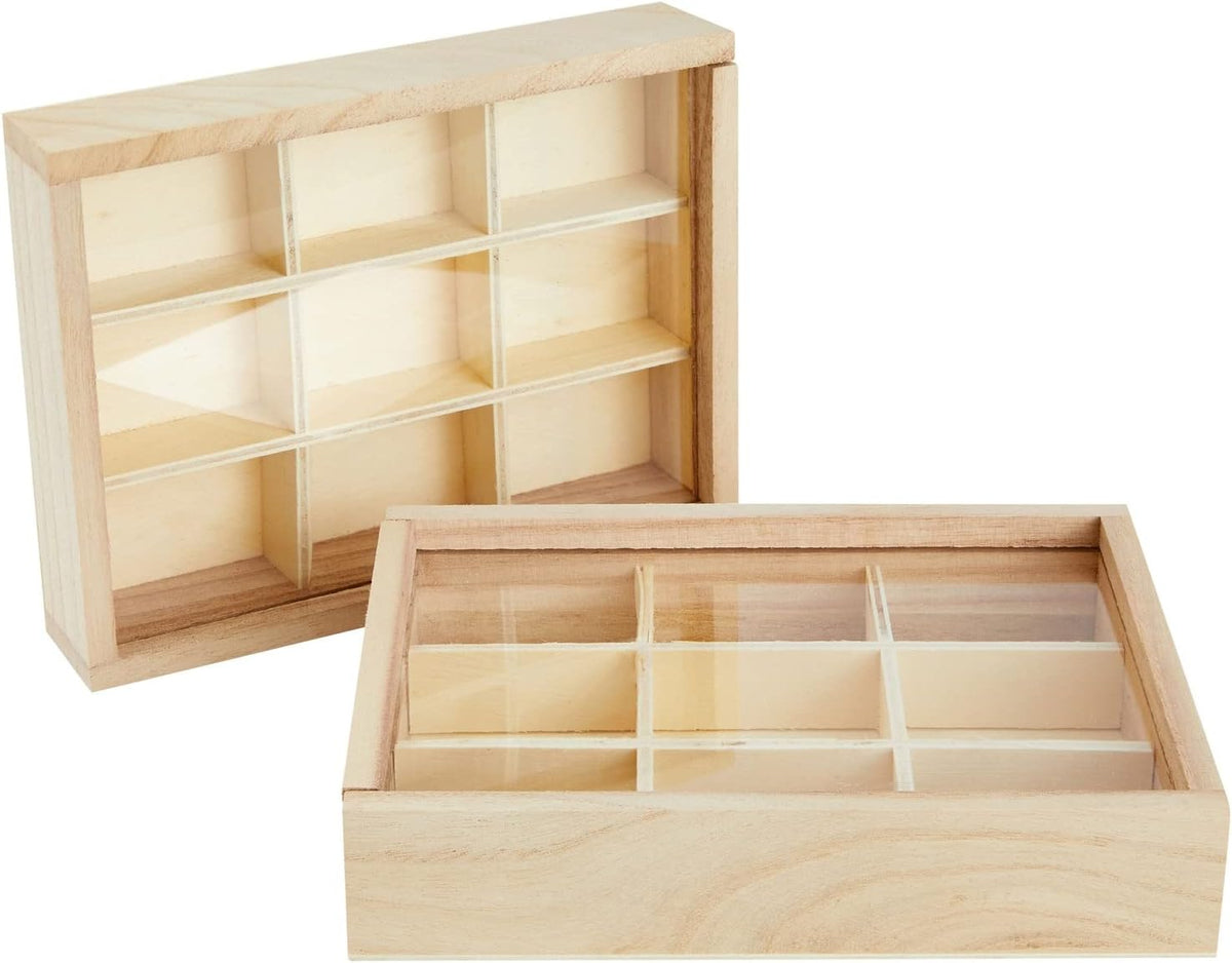 Bright Creations Small Divided Wooden Box with Lid - DIY Customization