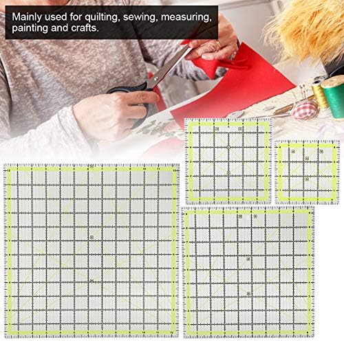 FLEXMAN 4Pcs Quilting Ruler, 4.5in 6in 9.5in 12.5in Quilting Square