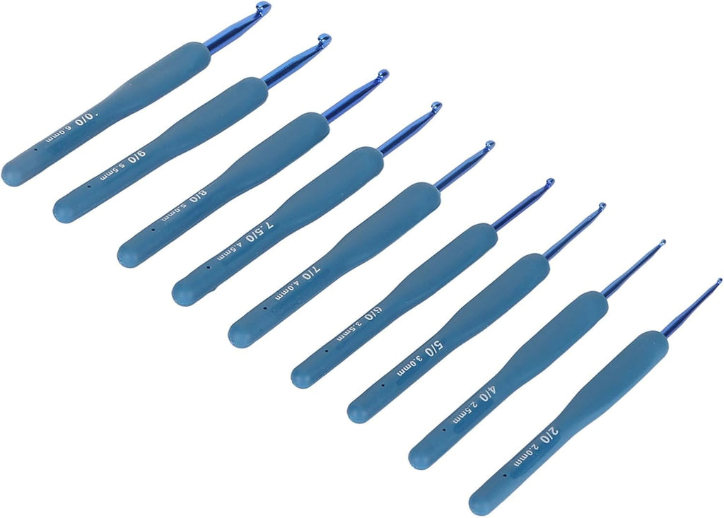 Fdit Soft Grip Crochet Hooks Set, 9 Sizes Aluminum Silicone
