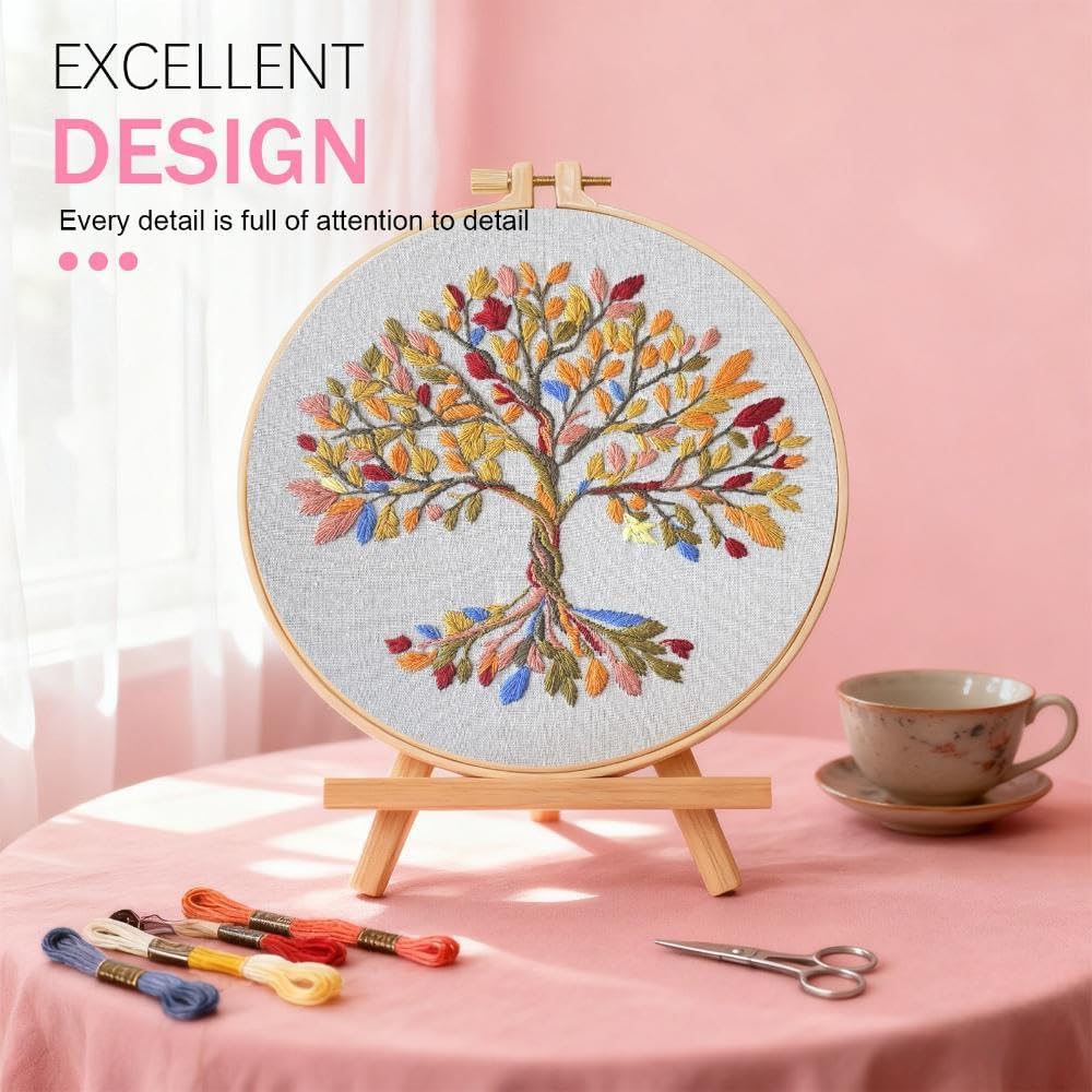 Huacan Embroidery Kit for Beginners Colorful Tree of Life Embroidery