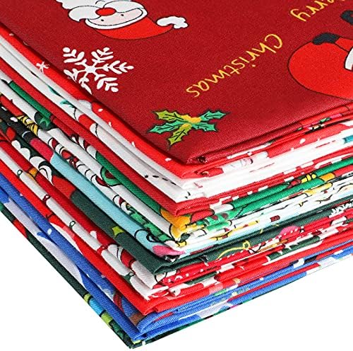 Tatuo 16 Pcs Christmas Fabric Bundle, Cotton Quilting, 16 x 20 in