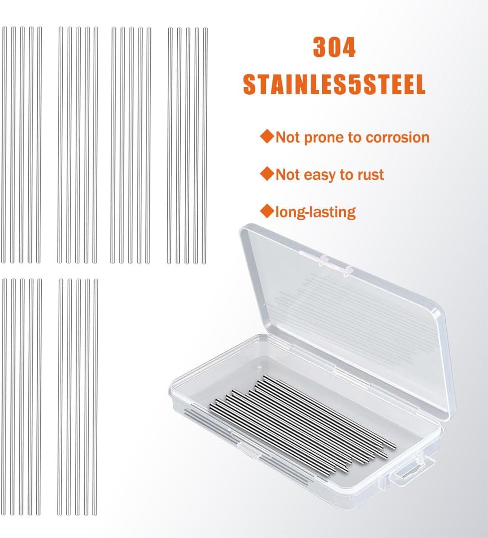 30 Pcs 3mm X130mm Stainless Steel Rod Pins for Wooden Crochet Blocking