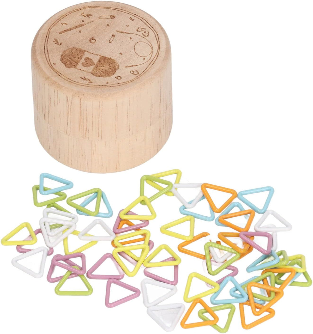 Kukyller 60PCS Knitting Stitch Markers Triangle, Colorful Locking
