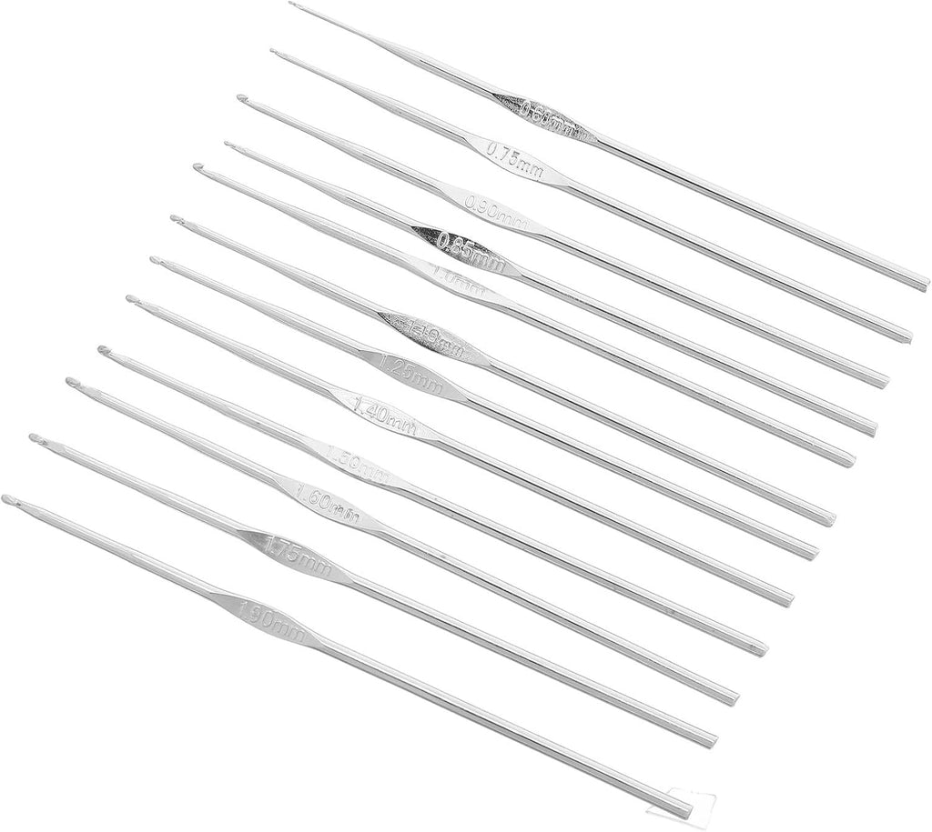 Crochet Hook Set Stainless Steel 12pcs for Beginners, Assorted