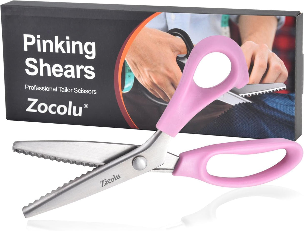 Zicolu Sewing Pinking Shears for Fabric Cutting, 9" Zig Zag Scissors