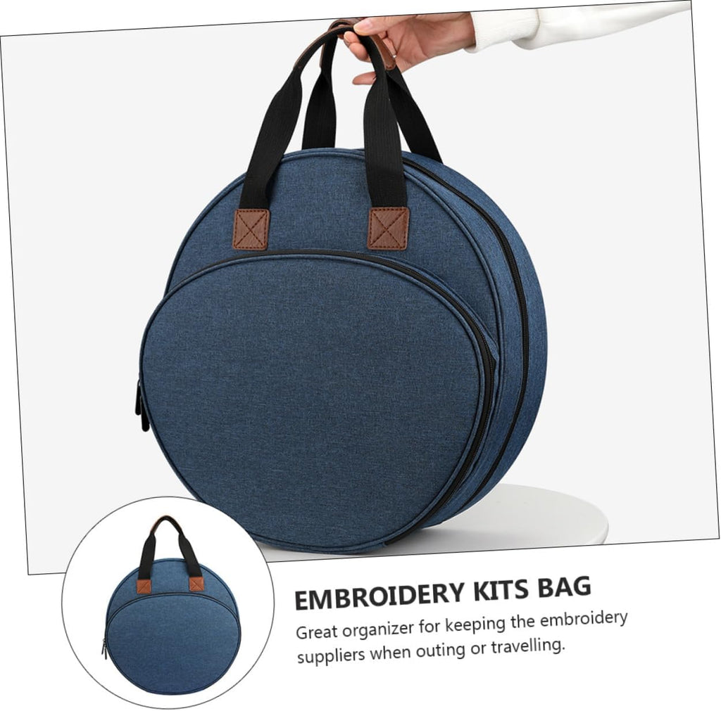 Embroidery Project Pouch with Handle, Oxford Cloth Organizer Tote