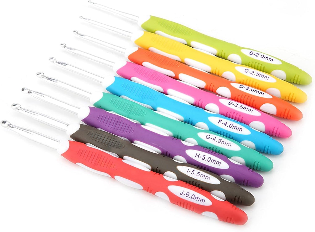9PCS Crochet Hooks Set, 2mm to 6mm Aluminum Crochet Hooks Knitting