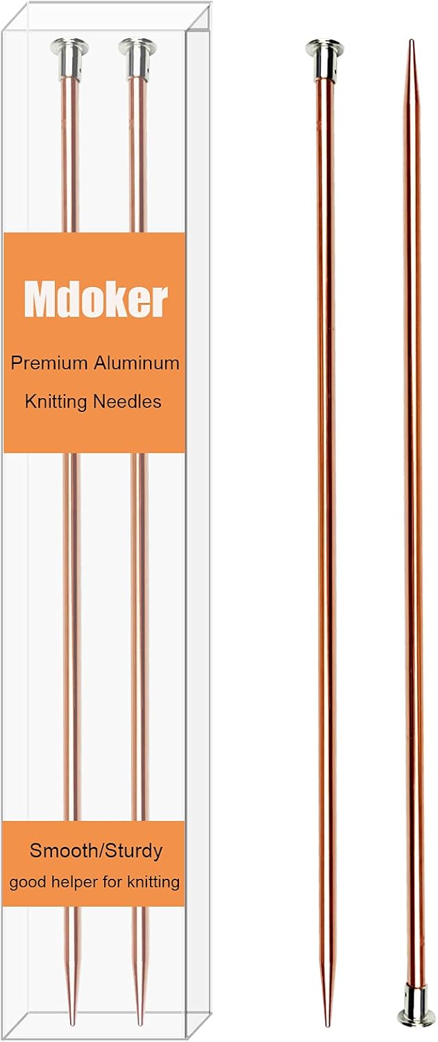 Mdoker 13.8 Inch Aluminum Knitting Needles Colored Straight Single