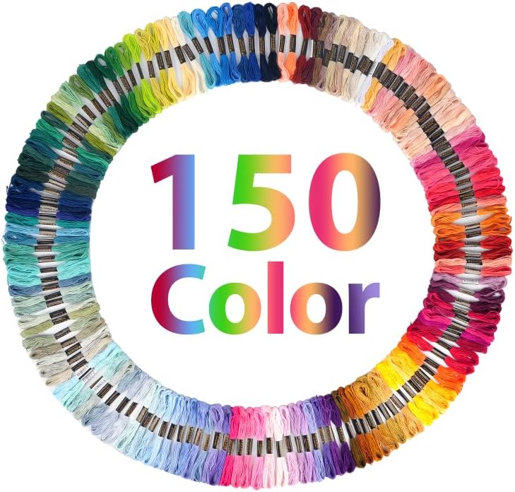 150 Color Skeins Rainbow Color Embroidery Floss,Cross Stitch Threads
