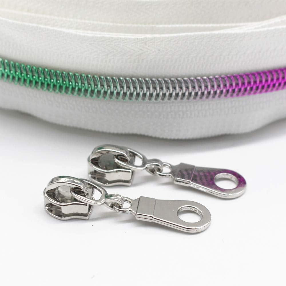 YaHoGa #5 Colorful Metallic Nylon Coil Zippers by The Yard 10 Yards